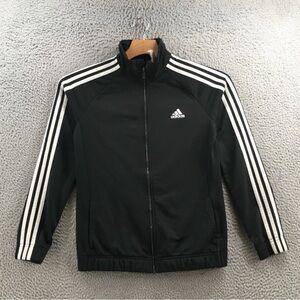 Adidas Track Jacket Womens L Designed-2-Move Black/White 3-Striped Full Zip
